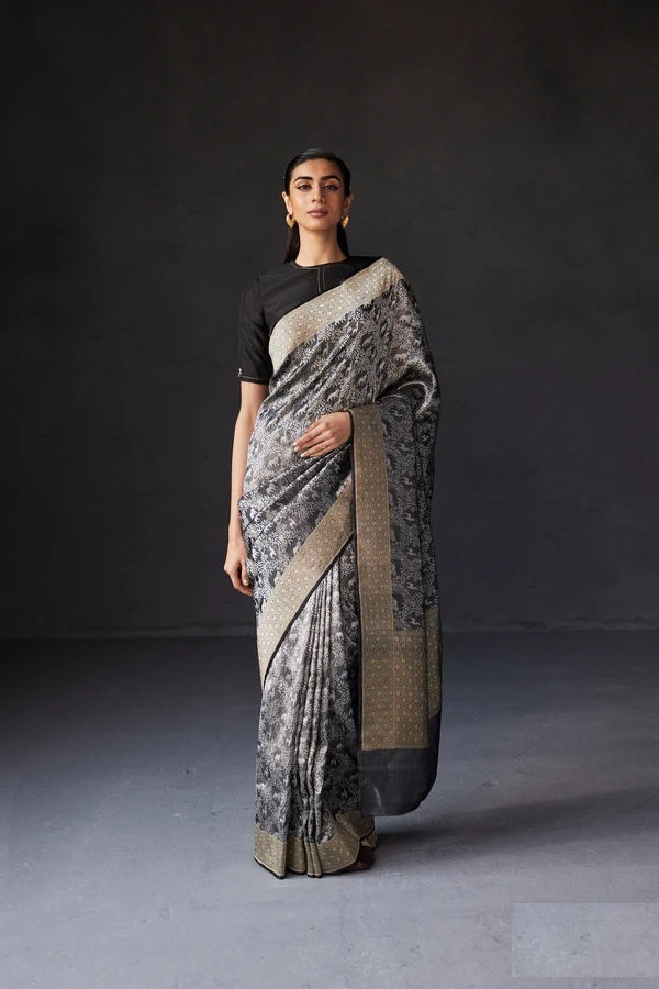 Ethereal Charm Banarasi Soft Silk Saree with Gold Zari