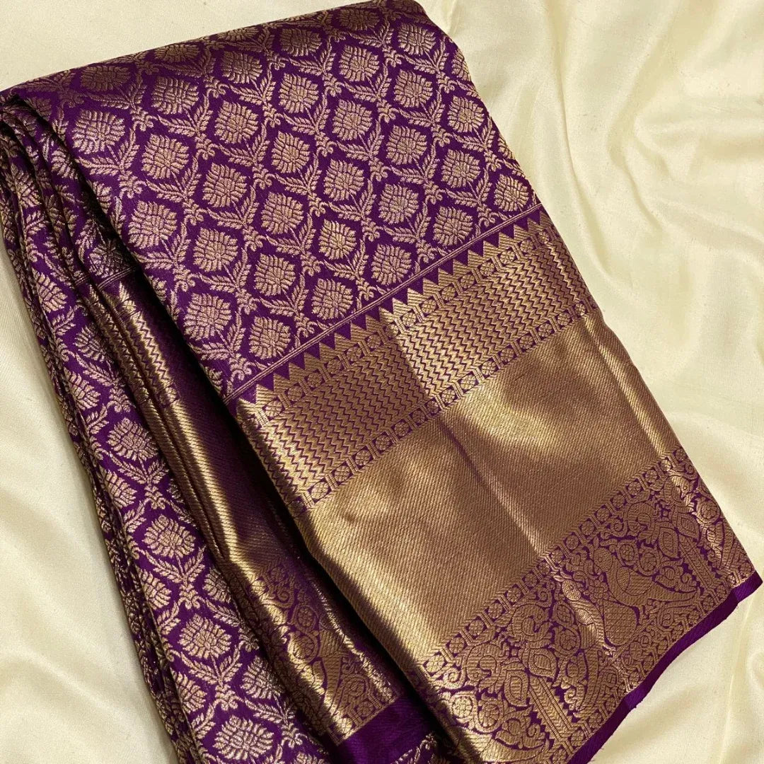 Banarasi soft silk saree colour 1 with gold zari weaving by DCPL