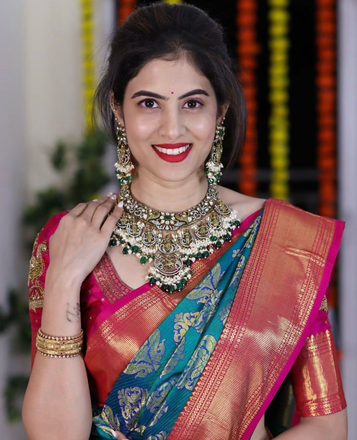 Traditional silk saree with elegant pallu design
