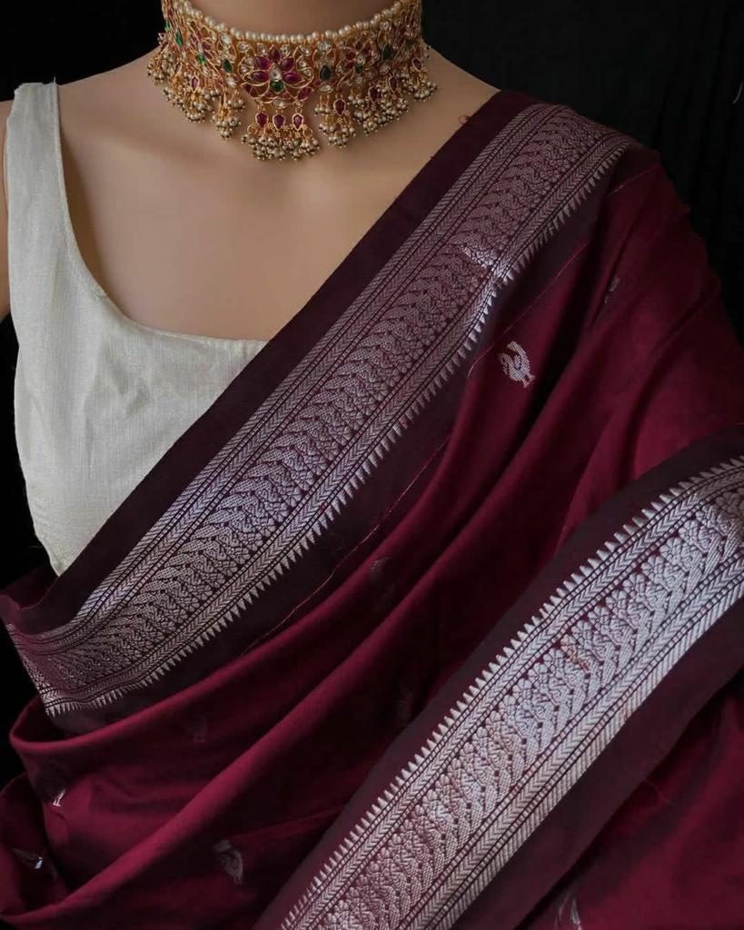 Banarasi Soft Silk Saree with Traditional Zari Motifs and Jacquard Weave – Colour 1