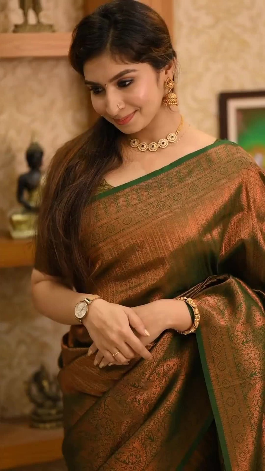 Banarasi copper zari silk saree – Colour 1
