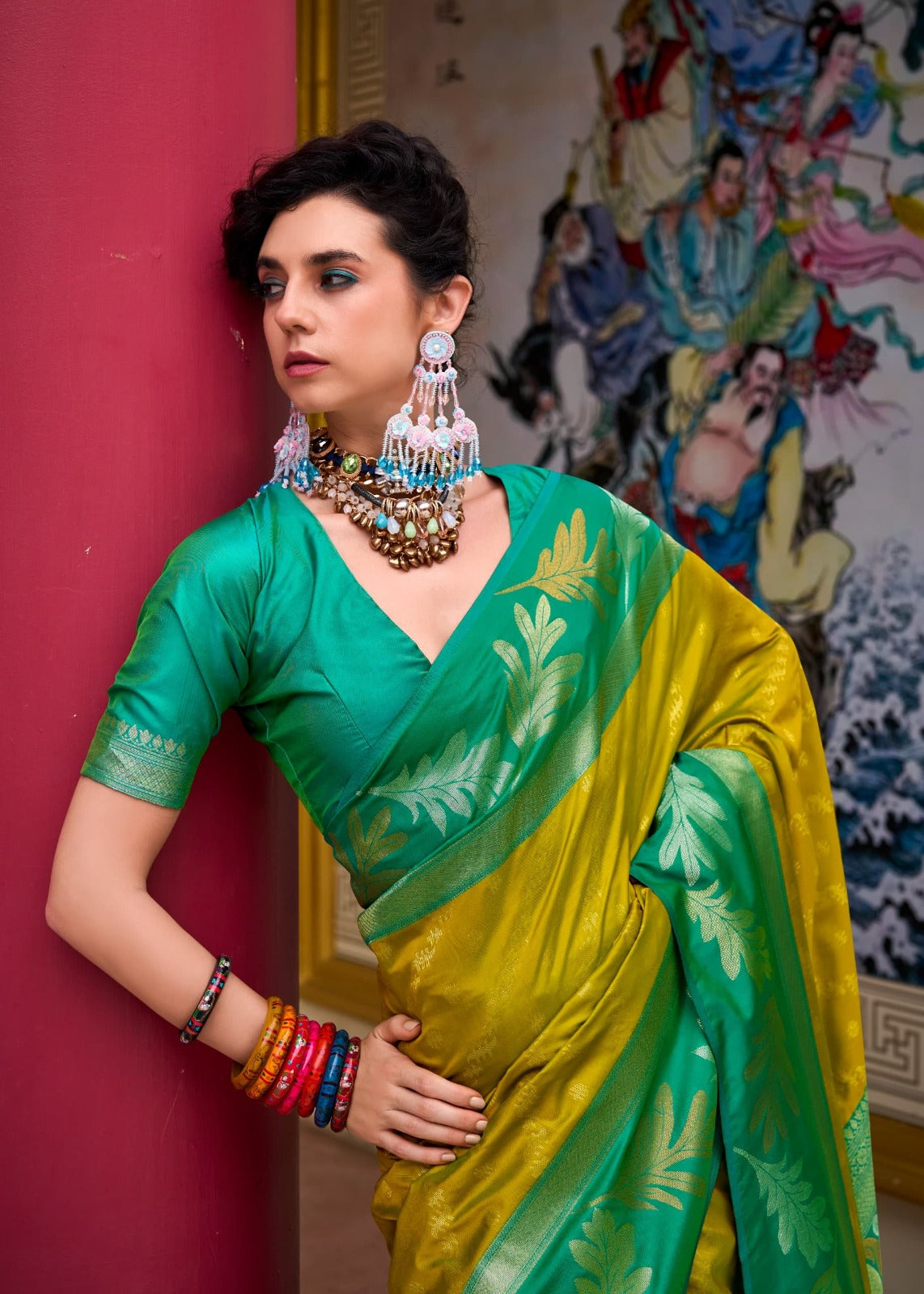 Banarasi Soft Silk Saree with Gold & Copper Zari Work – DCPL Original