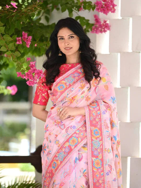 WeaveSaree Banarasi Soft Silk Saree with Kashmiri Multicolor Thread & Pure Zari Weaving – 5.5 Meters