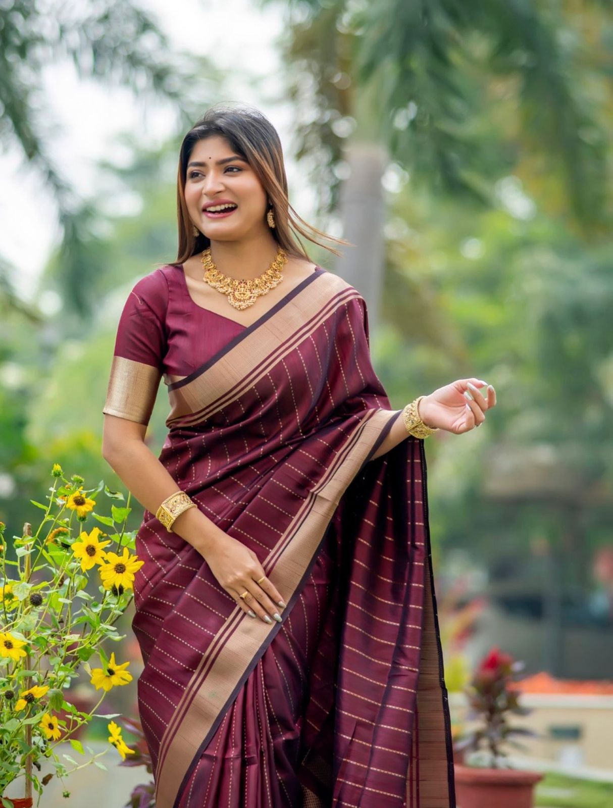 Banarasi Soft Silk Saree with Gold Zari – Colour 1