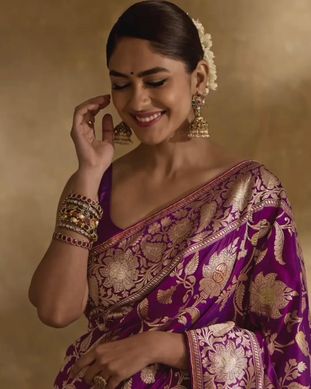 Ethereal Charm Banarasi Soft Silk Saree with Gold Zari