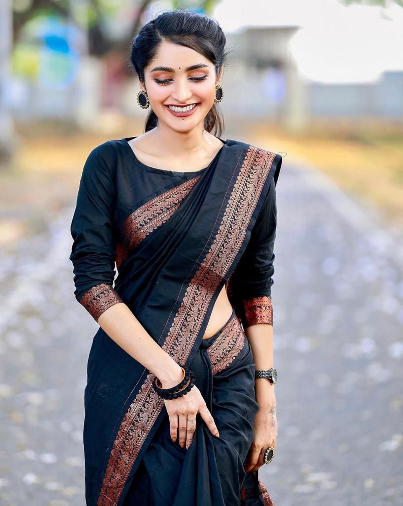 Majestic Aura Banarasi Soft Silk Saree Copper Zari
