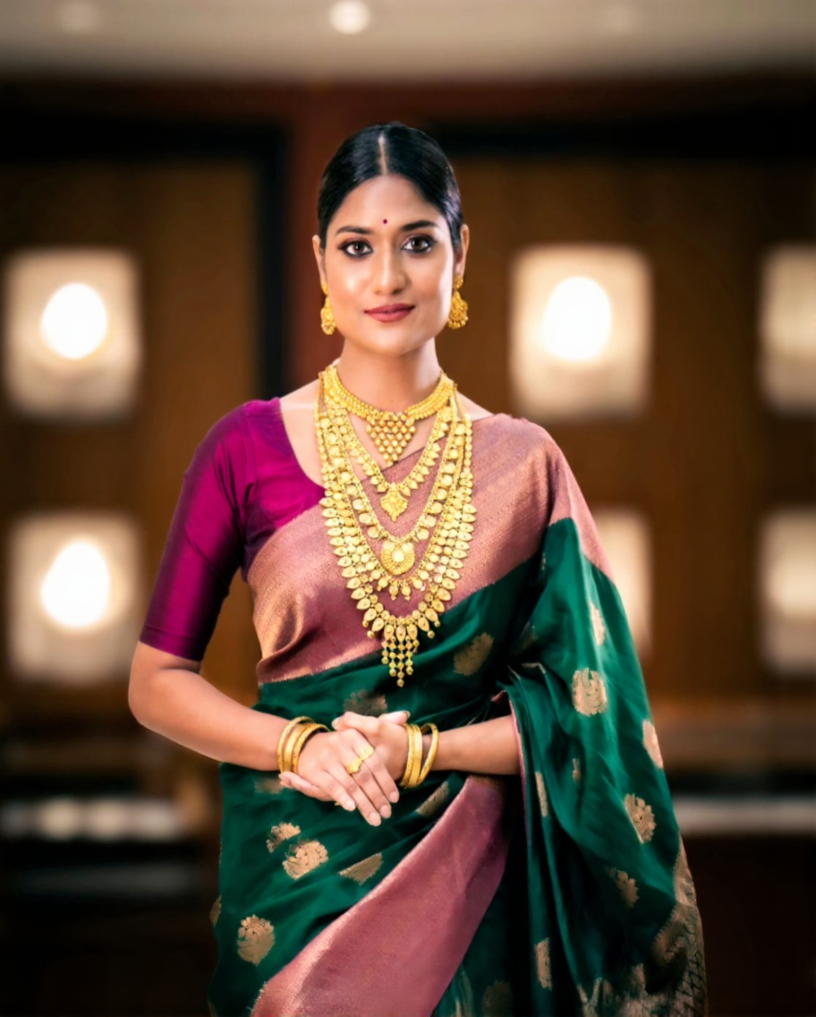 Royal Reverie Banarasi Soft Silk Saree with Golden Zari