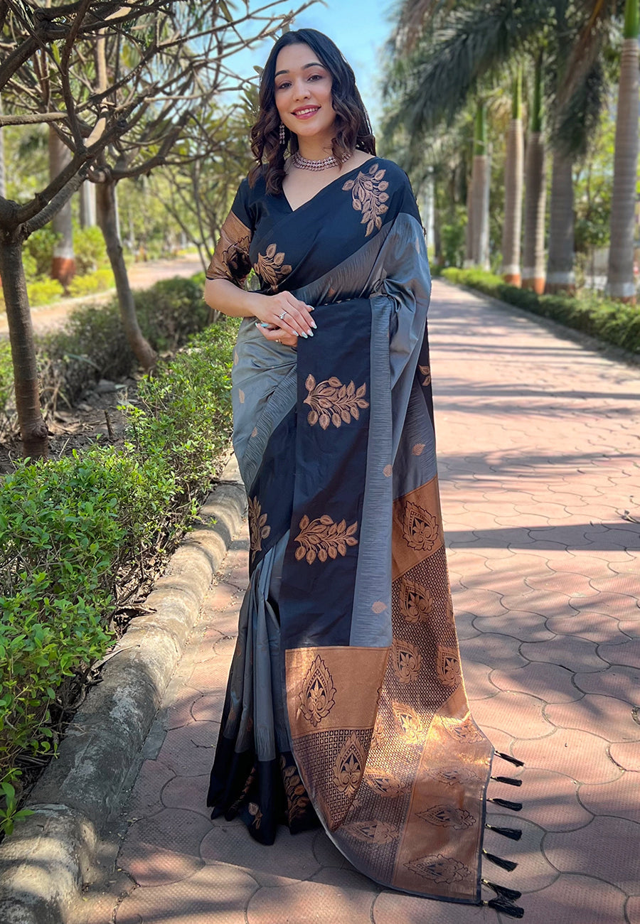 Majestic Charm Banarasi Soft Silk Saree Gold Zari