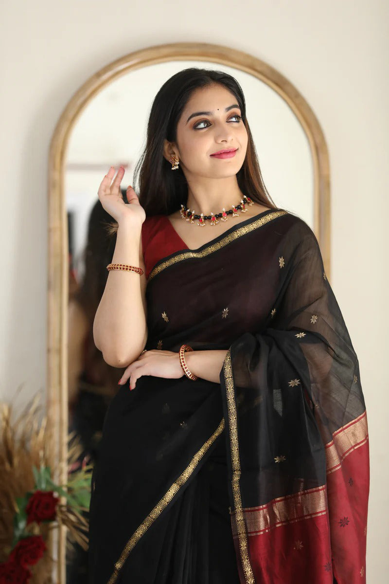 Banarasi Soft Silk Saree with Gold Zari Brocade – Shade 9