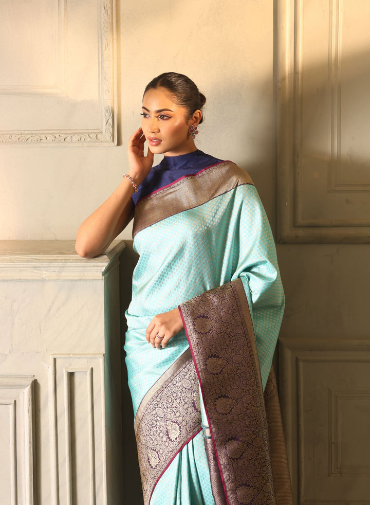 Regal Harmony Banarasi Soft Silk Saree Copper Zari