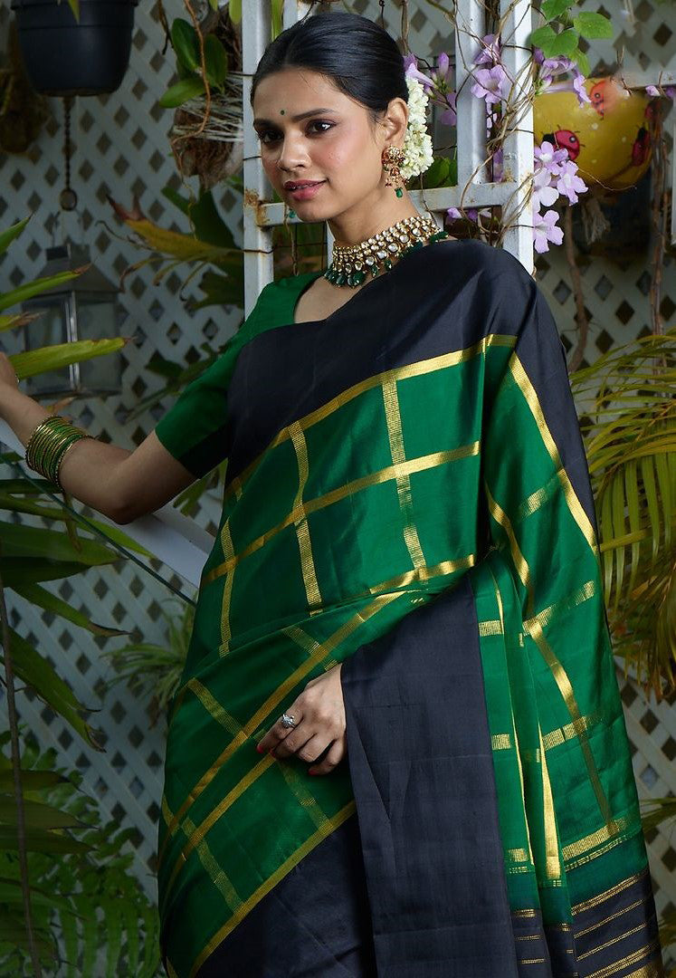 Majestic Aura Banarasi Soft Silk Saree Gold Zari