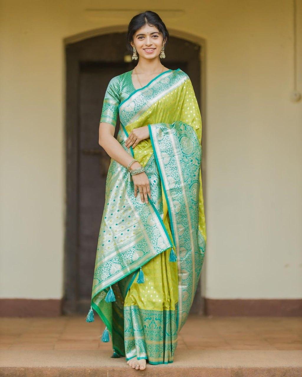Majestic Opulence Banarasi Soft Silk Saree Gold Zari