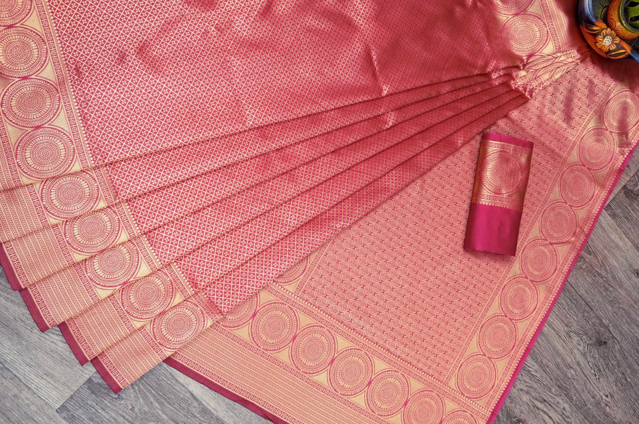 Luxurious Banarasi Silk Wedding Saree – Shade 1 (586GM)