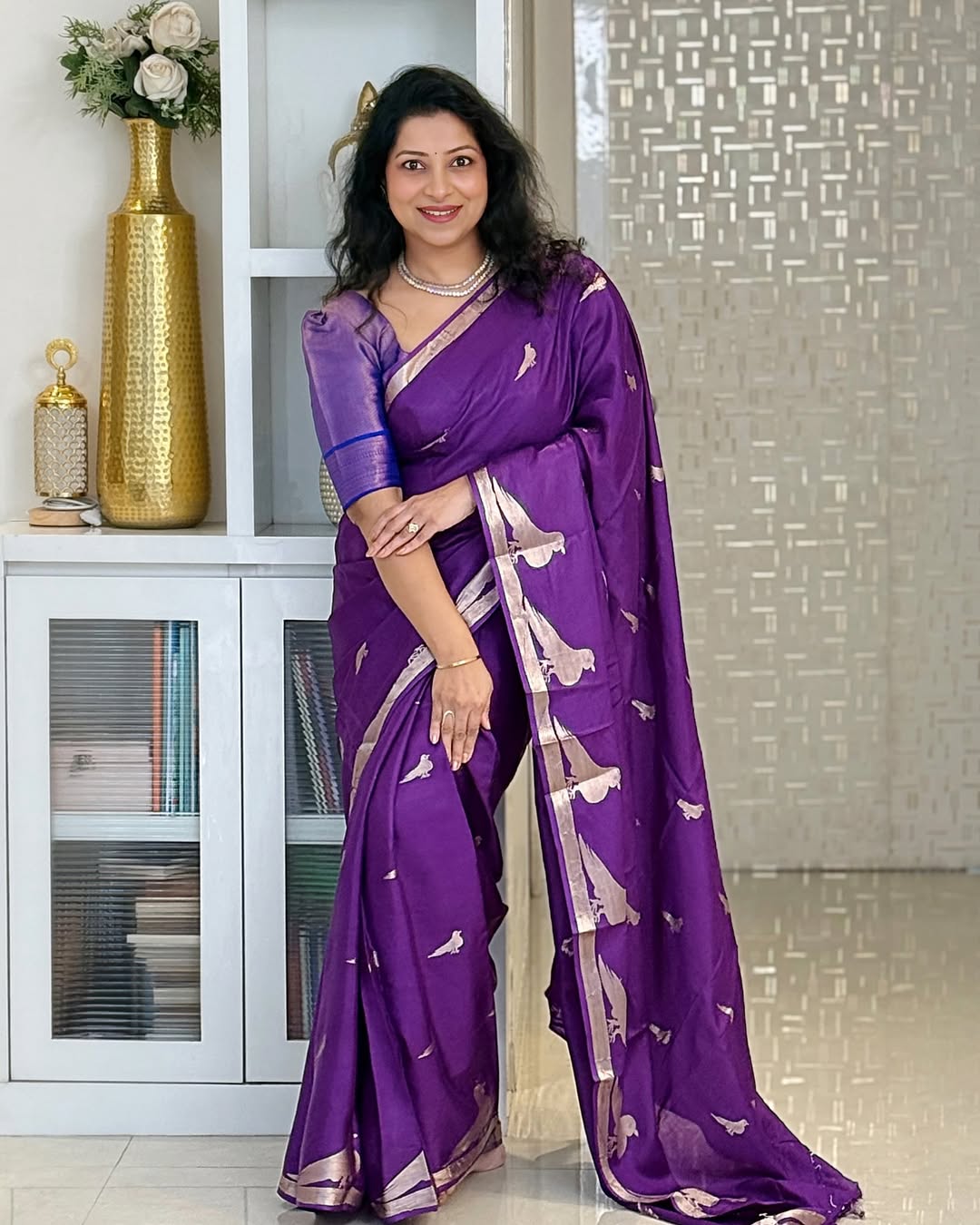Golden Aura Banarasi Soft Silk Saree with Gold Zari Weaving – Colour 1