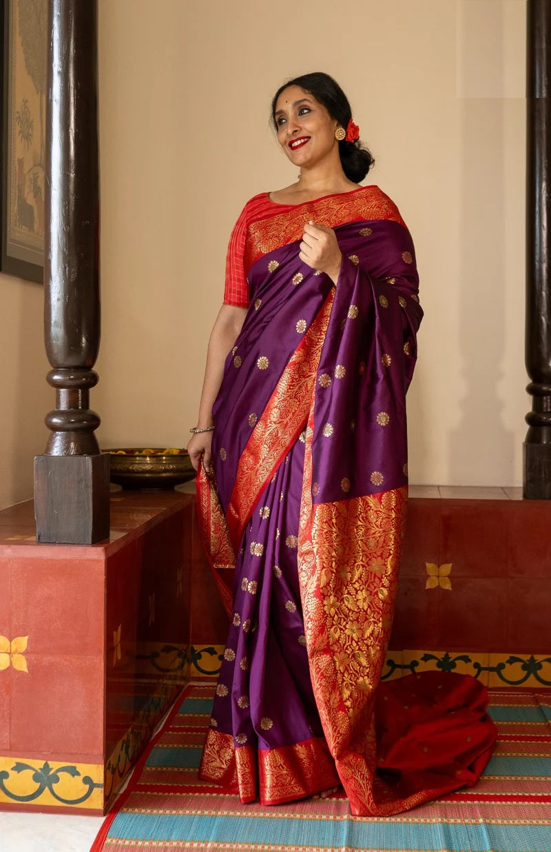 Majestic Weave Banarasi Soft Silk Saree Gold Zari