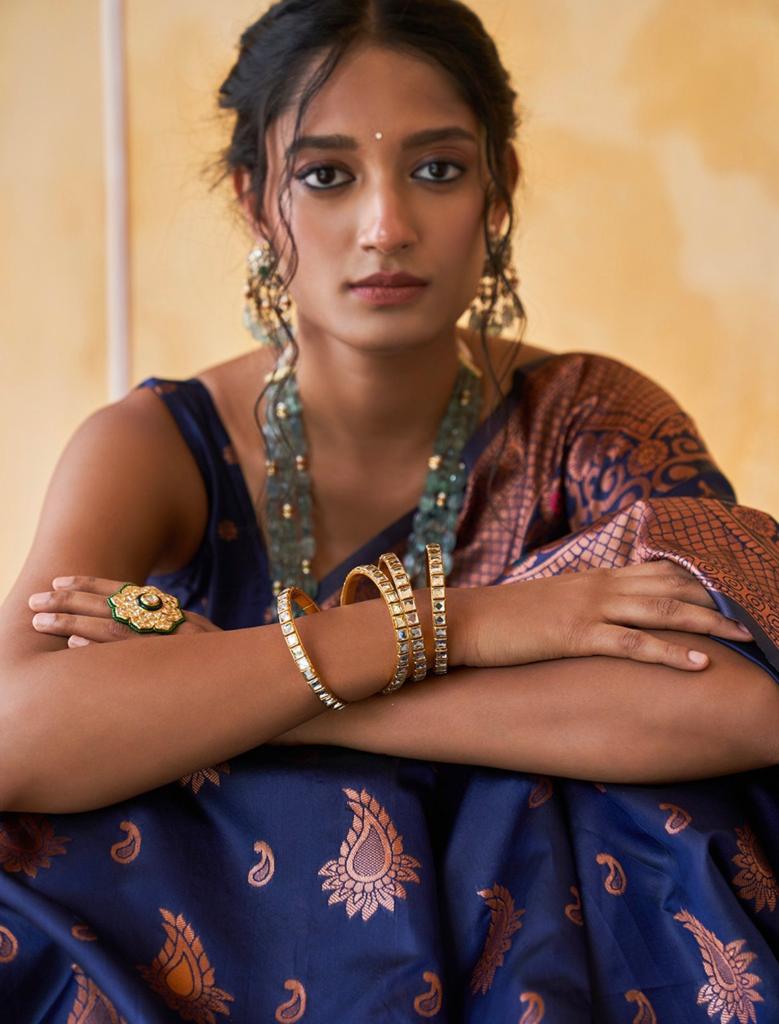 Banarasi Silk Saree with Copper Zari – Shade 1
