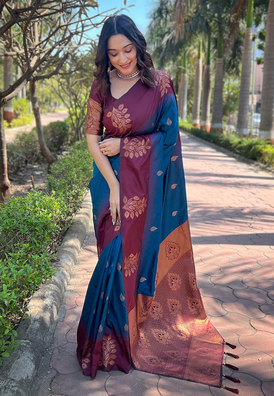 Majestic Charm Banarasi Soft Silk Saree Gold Zari