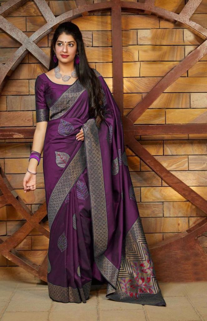 Soft Lichi Silk saree collection with rich traditional zari weaving and soft sheen; available in four versatile colors, offering an elegant drape and comfortable wear.