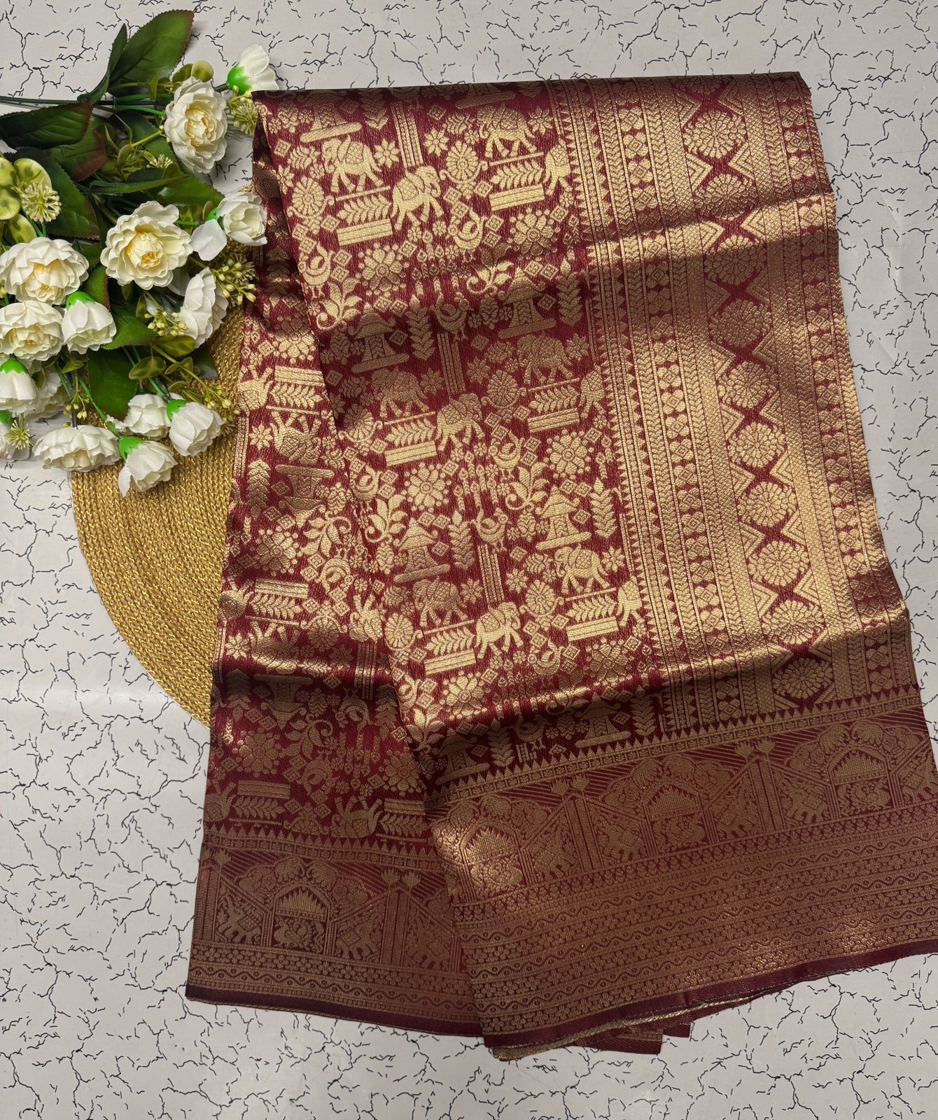 DCPL Banarasi Soft Silk Saree Colour 1 with Gold Zari Weaving – Serene Aura Collection