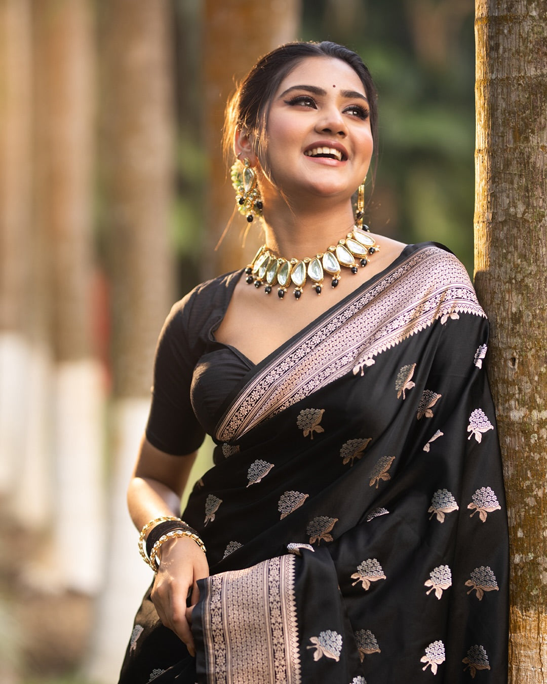 Majestic Charm Banarasi Soft Silk Saree Gold Zari