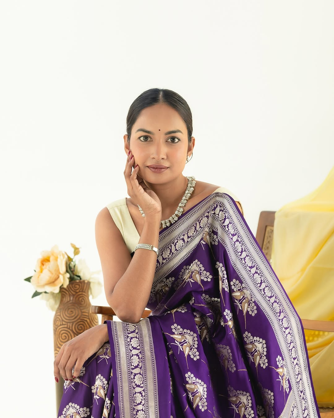 Radiant Grace Banarasi Soft Silk Saree with Gold Weaving