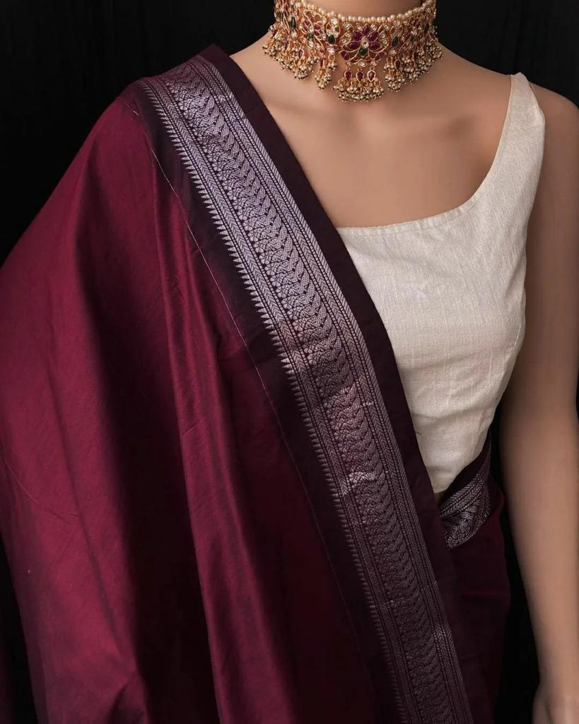 Banarasi Soft Silk Saree with Traditional Zari Motifs – Colour 1 (500GM)
