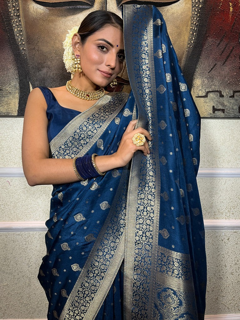 Banarasi Soft Silk Saree with Heavy Brocade & Gold Zari – Colour 5