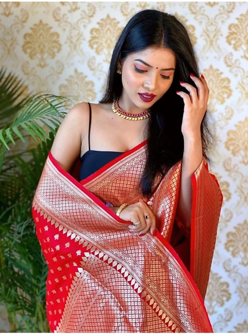 Banarasi Soft Silk Saree with Gold Zari – Shade 3 (555GM)