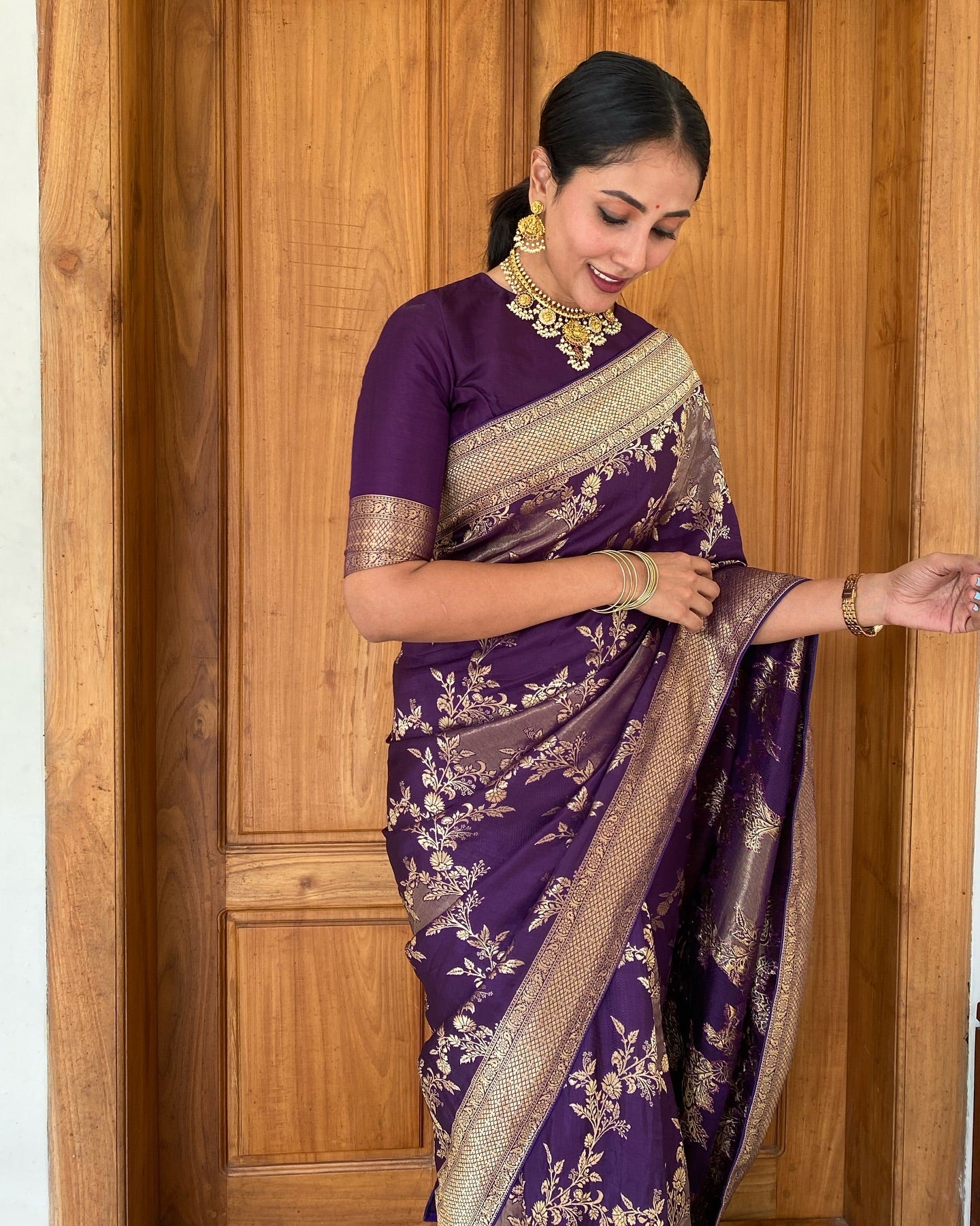 Radiant Aura Banarasi Soft Silk Saree by Weave Store