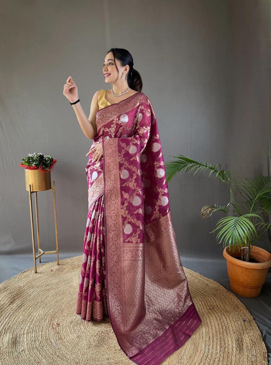 Royal Grandeur Banarasi Soft Silk Saree Gold Zari Brocade