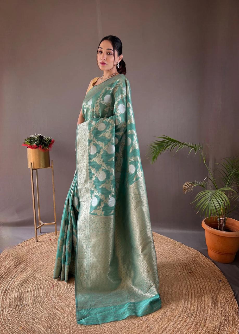 Royal Grandeur Banarasi Soft Silk Saree Gold Zari Brocade