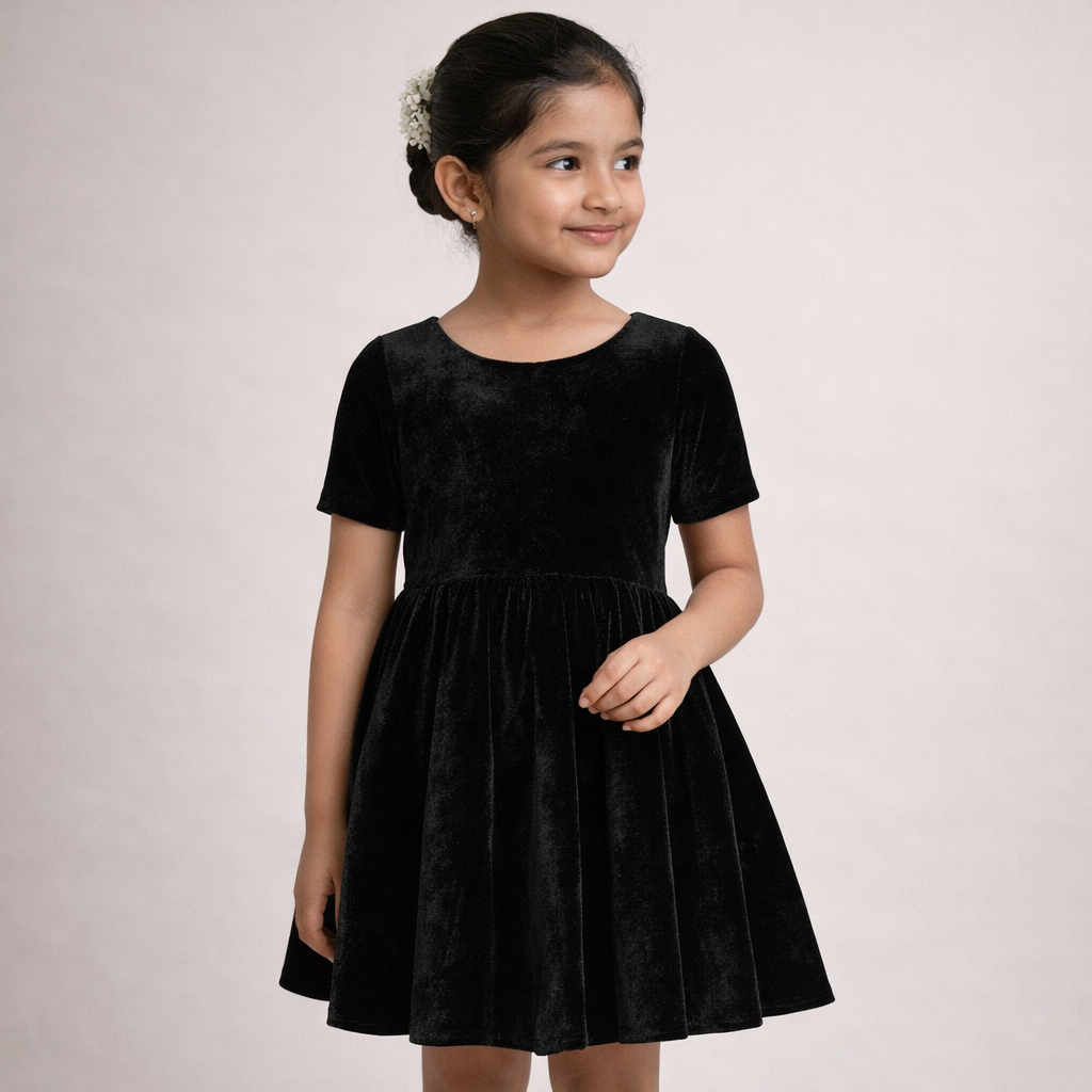 Plain Velvet Fabric Black – 1 Meter Unstitched Blouse Fabric | 44 Inch Width | 220 GSM