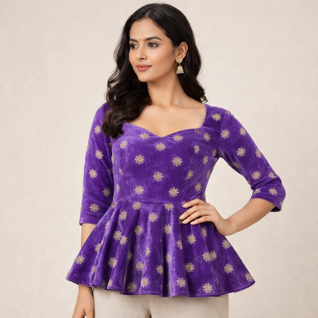Lavender Star Embroidery Fabric – Designer Embroidered Fabric for Lehenga, Blouse & Kurti – 44 Inch Width – 1 Meter