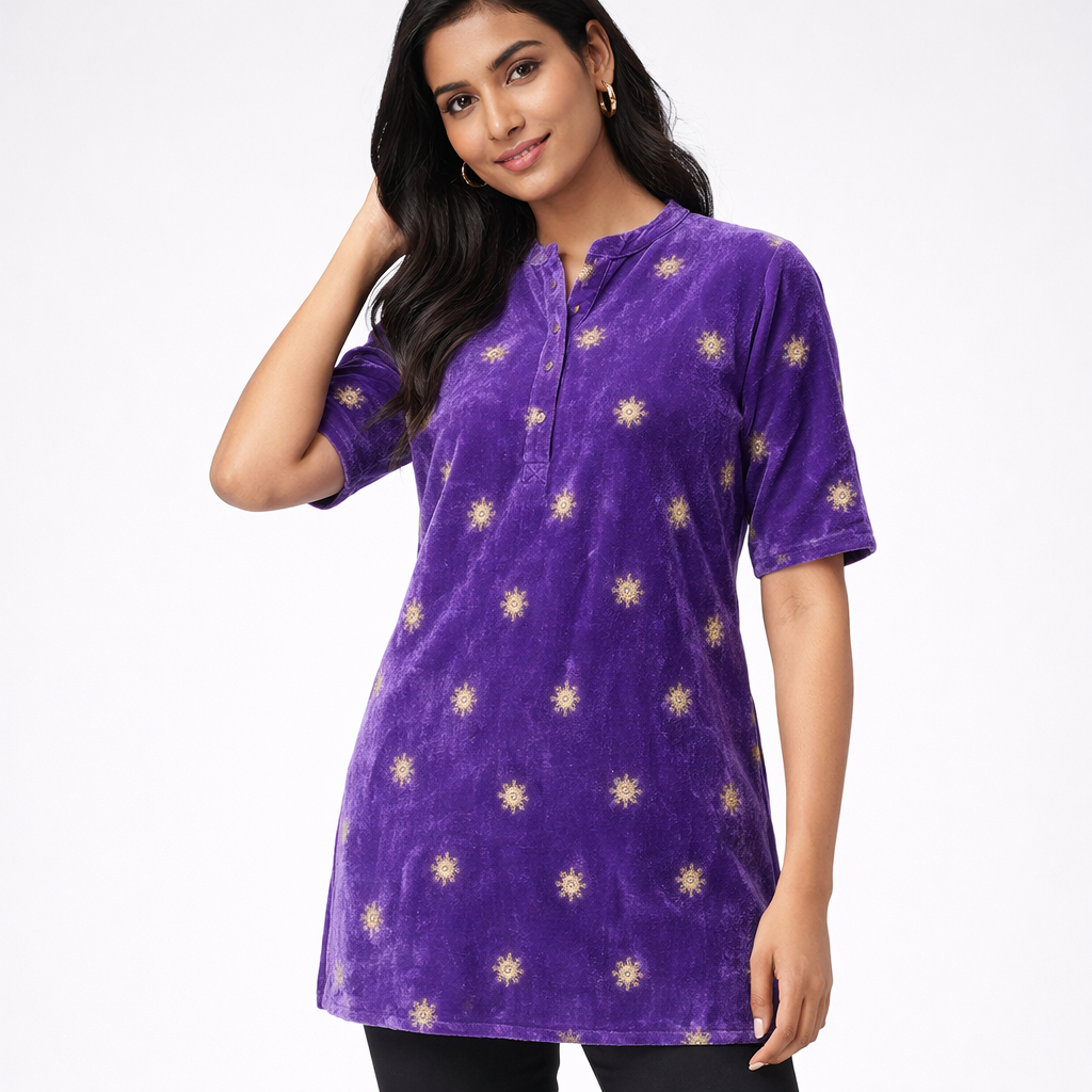 Lavender Star Embroidery Fabric – Designer Embroidered Fabric for Lehenga, Blouse & Kurti – 44 Inch Width – 1 Meter
