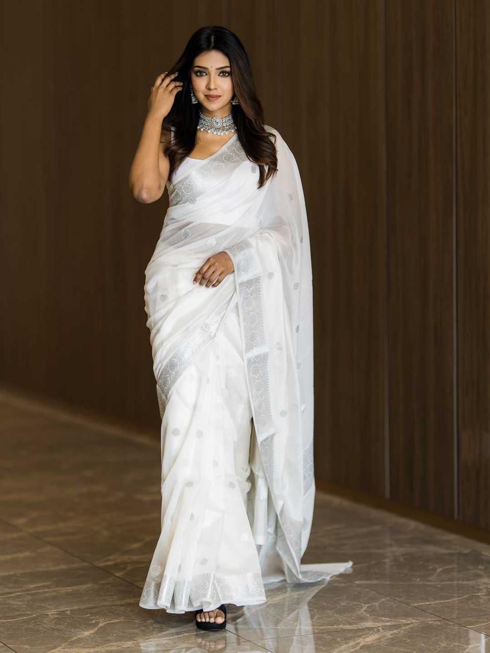 New Design Soft Linen Cotton Silk Saree | Rich Jacquard Weaving with Elegant Pallu | Shade 7 | 469GM