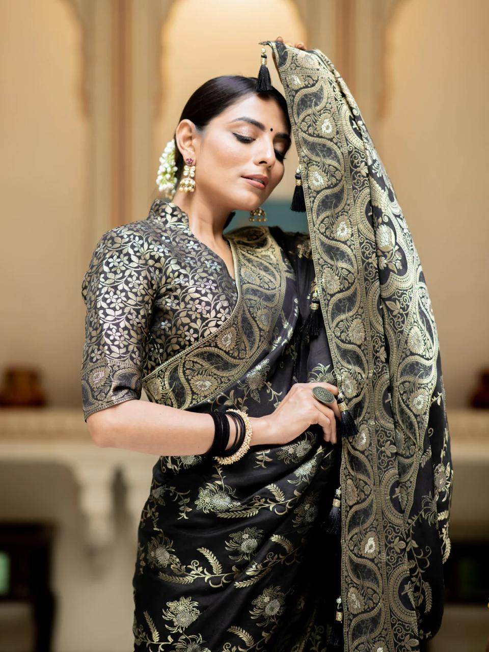 Elegant festive Banarasi silk saree by Weave
