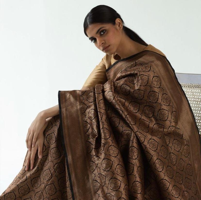 Copper Charm Banarasi Soft Silk Saree