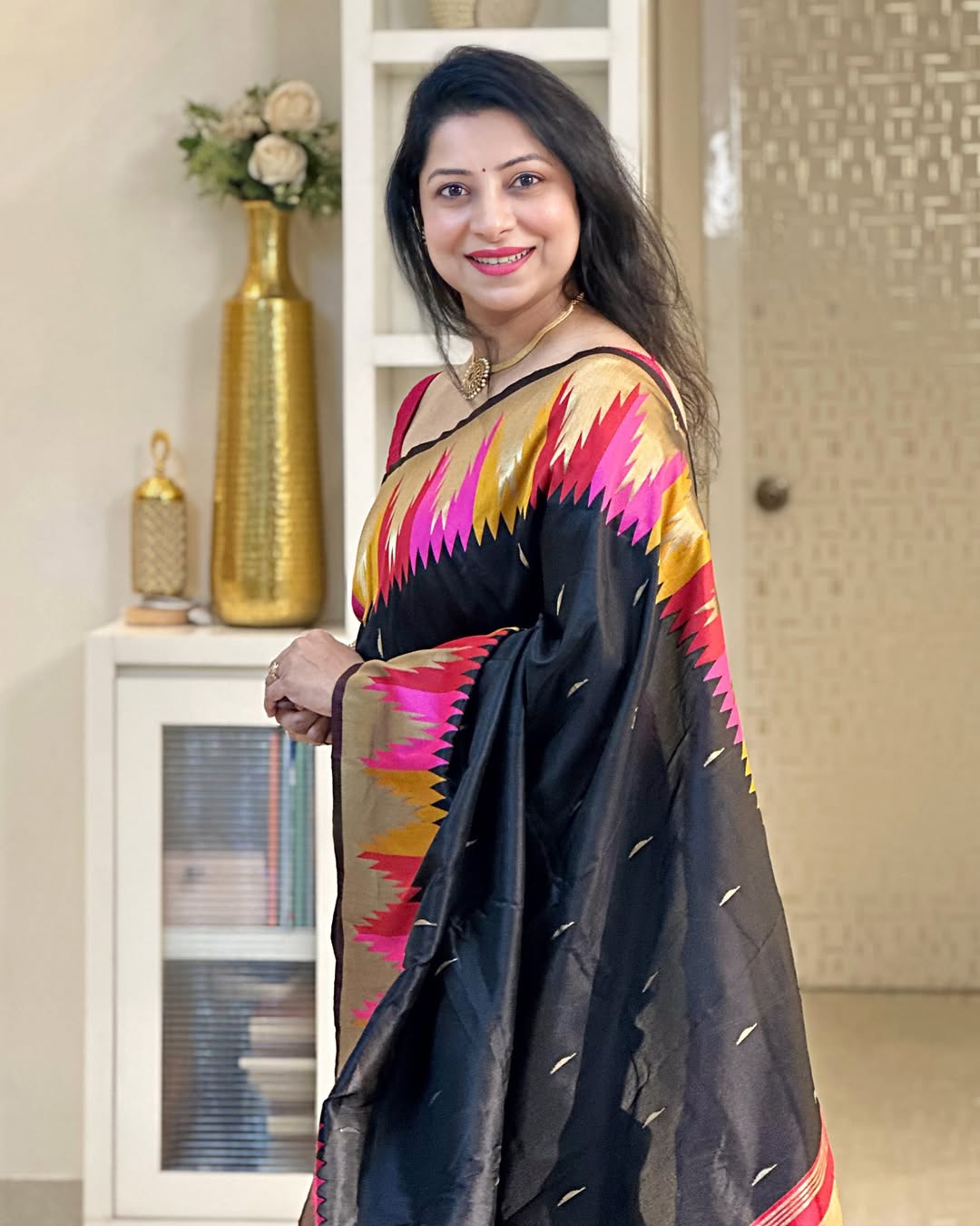Golden Essence Banarasi Soft Silk Saree with Gold Zari