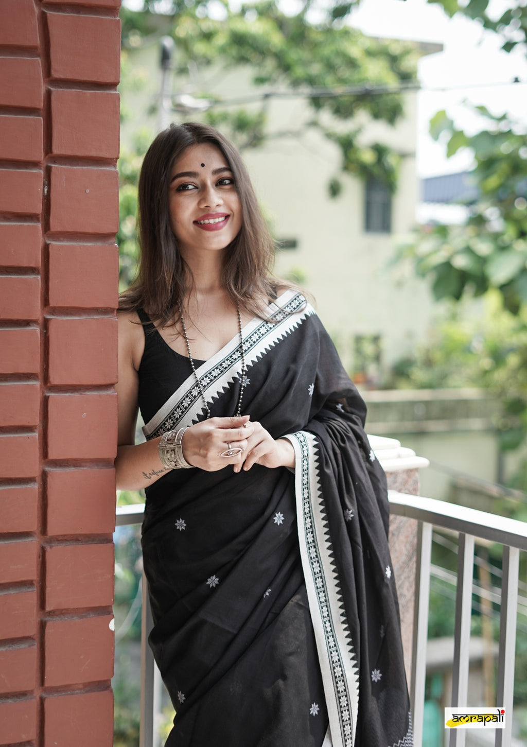 Soft Linen Cotton Silk Saree with Jaquard Border – Colour 1