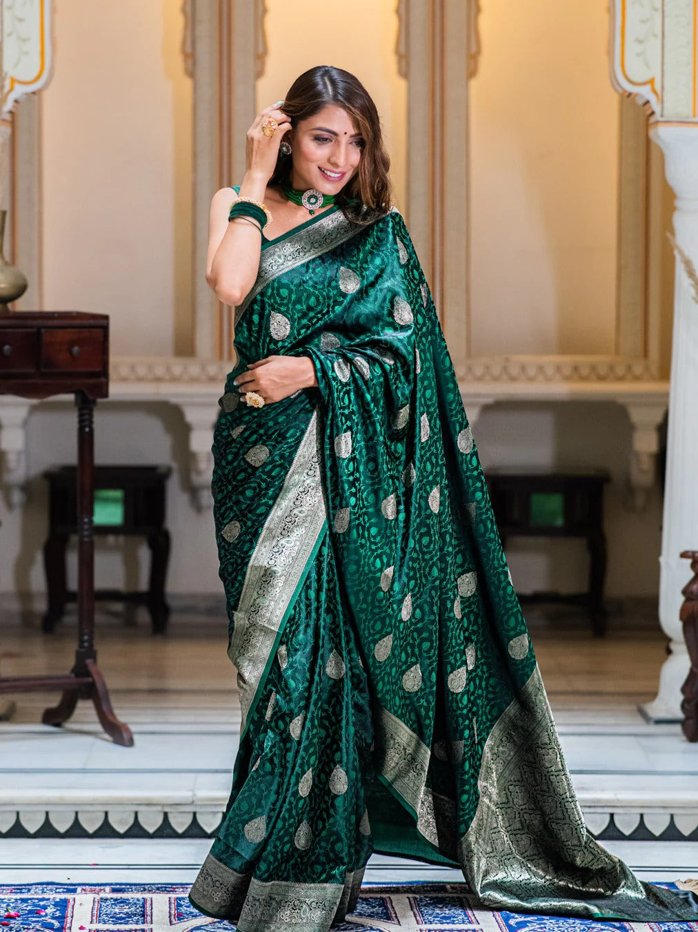 Divine Heritage Banarasi Soft Silk Saree Gold Silver Zari