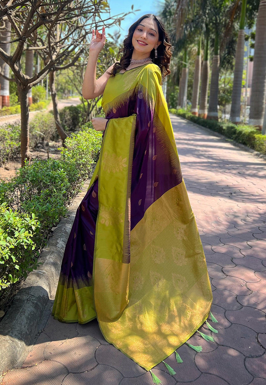 Majestic Charm Banarasi Soft Silk Saree Gold Zari