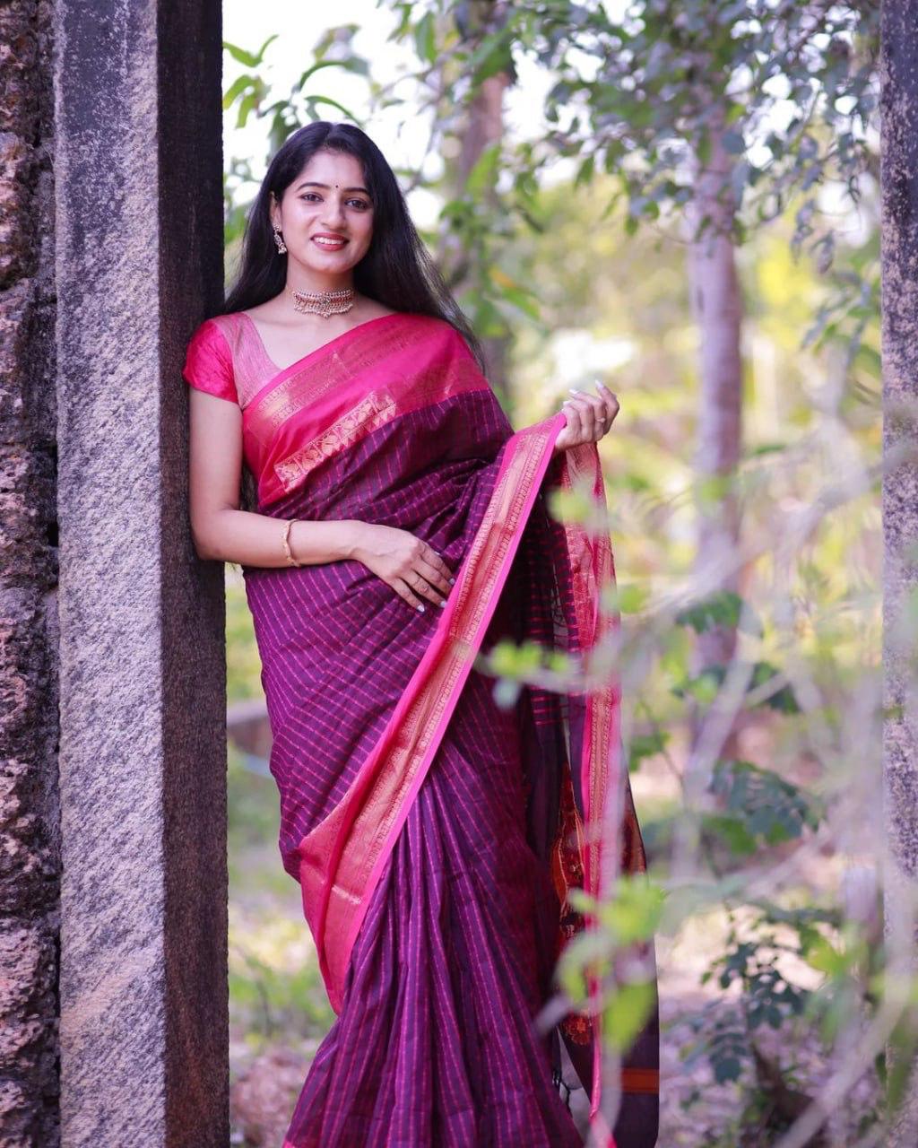 Majestic Glow Banarasi Soft Silk Saree with Gold Zari