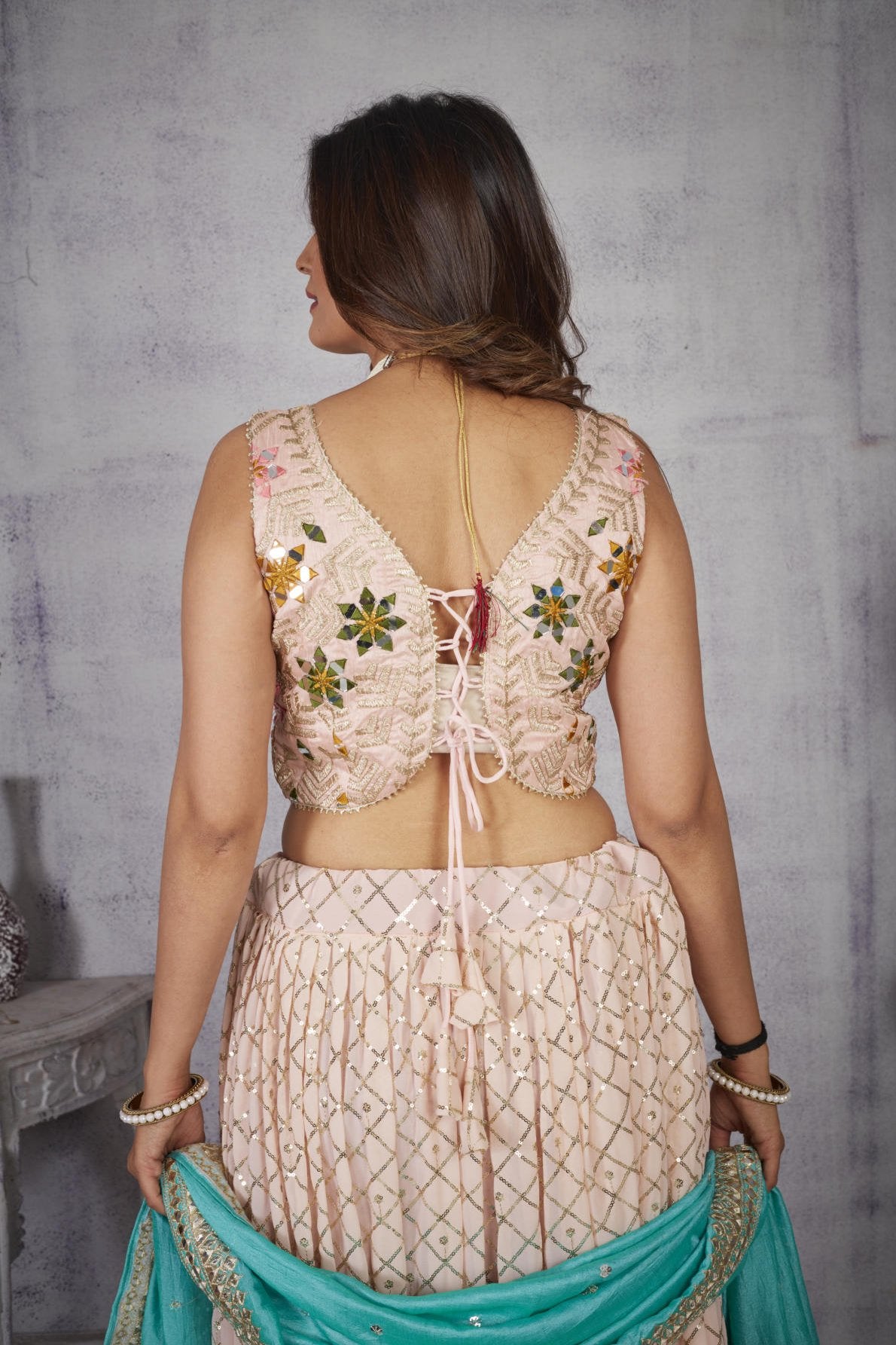 Heavy Fox Georgette wedding lehenga choli with sequin, multithread and zari dori embroidery by Weave