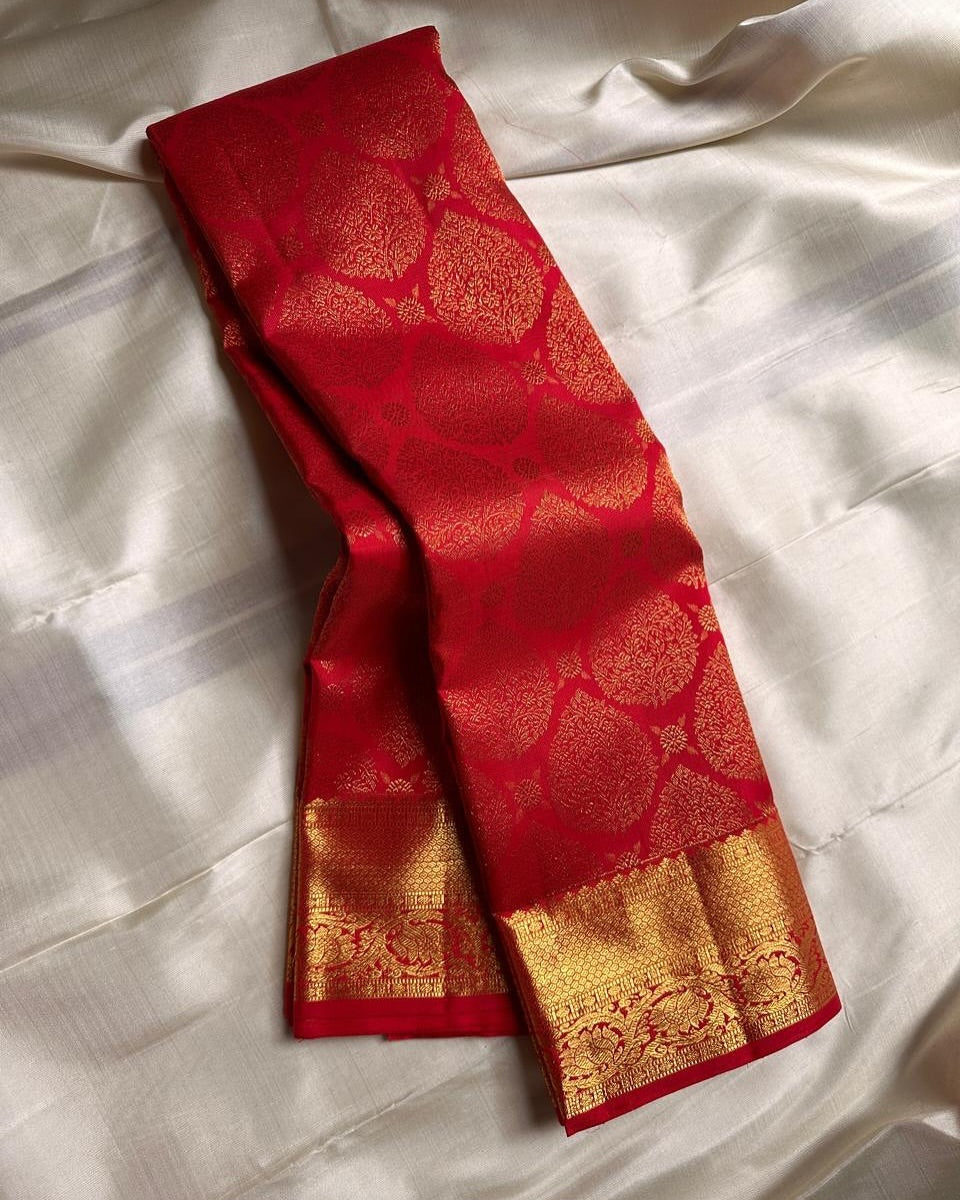 Serene Charm Banarasi Soft Silk Saree with Gold Zari Weaving