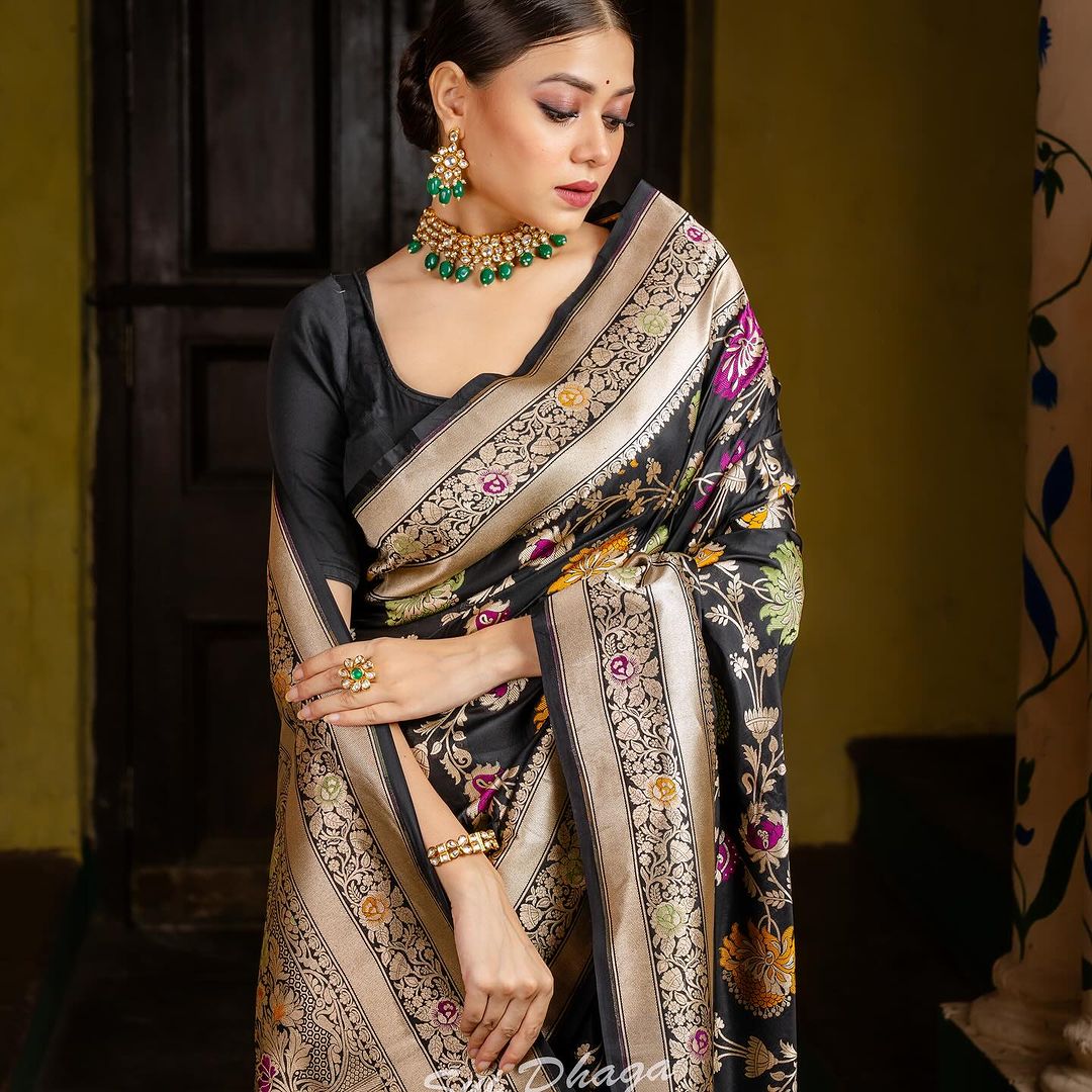 Royal Essence Banarasi Soft Silk Saree Gold Zari