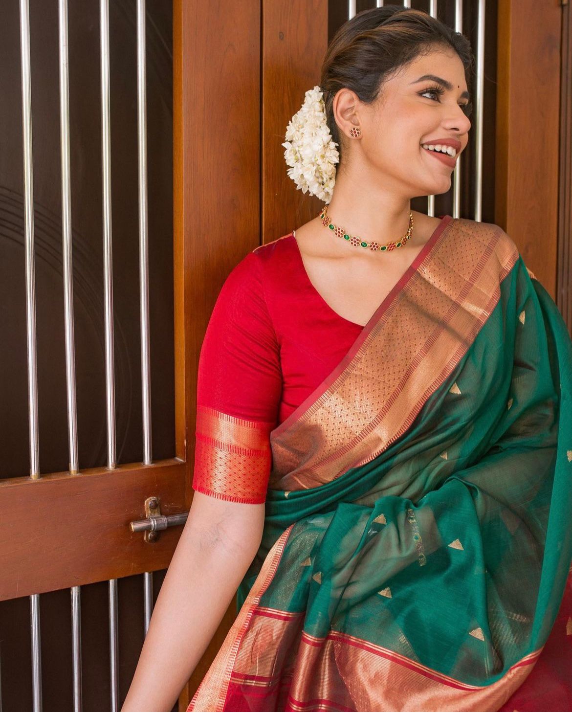 Red Traditional Kanjivaram Silk Saree with Double Zari Borders