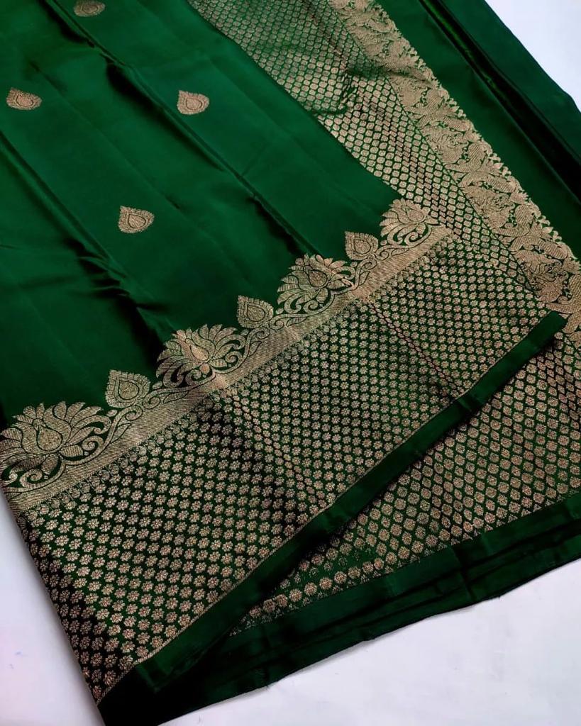 Banarasi Soft Silk Saree with Heavy Brocade & Gold Zari – Shade 1 (430GM)