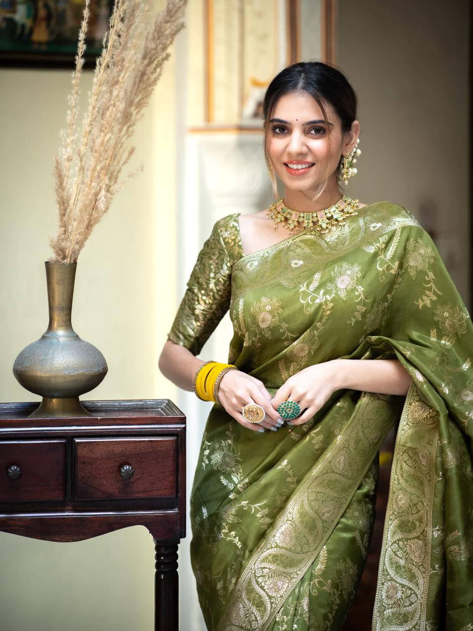 Royal Banarasi Soft Silk Saree with Gold Zari Brocade