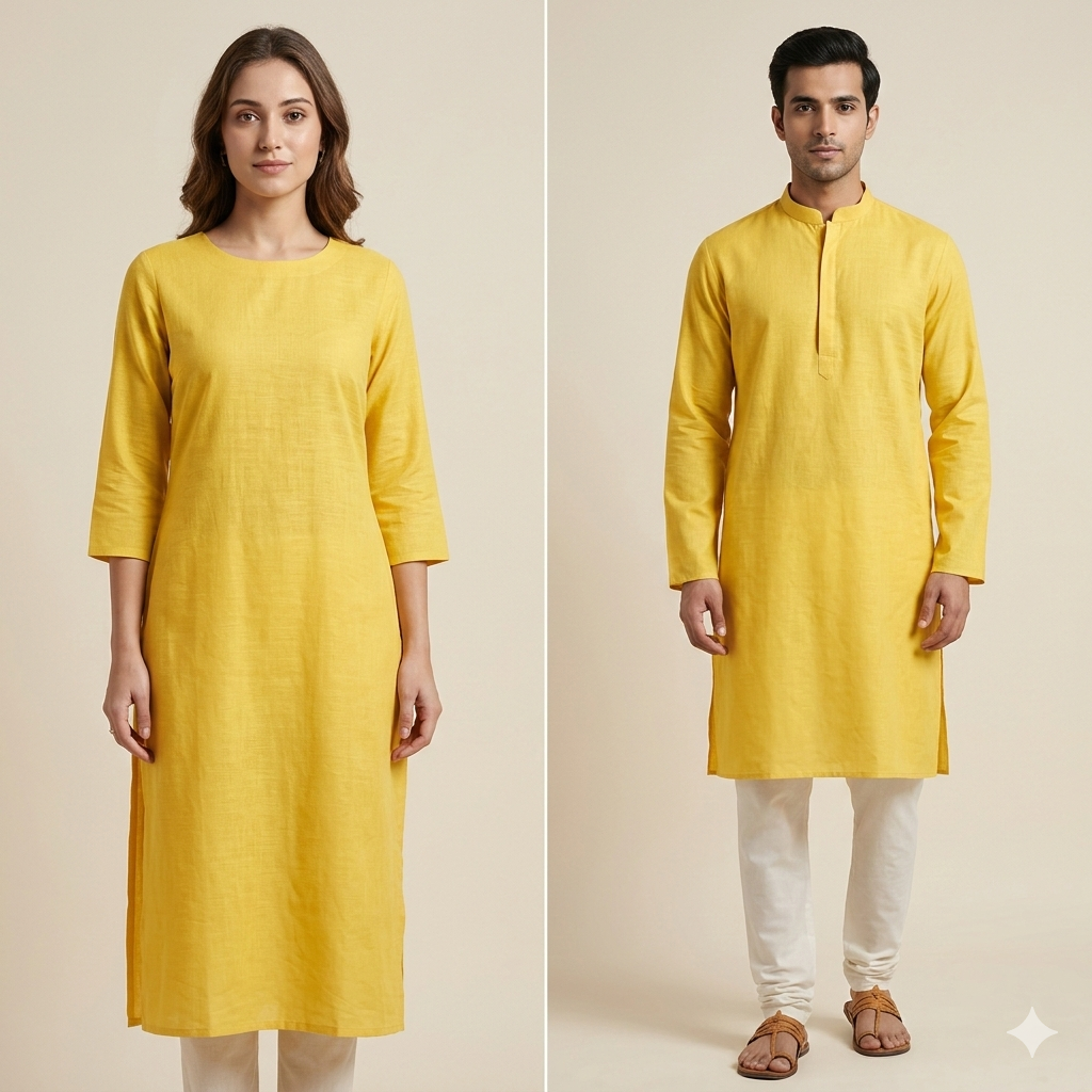 Sunshine Yellow Premium Linen Fabric for Kurti, Blouse & Dress Material | Soft Breathable Linen Cloth