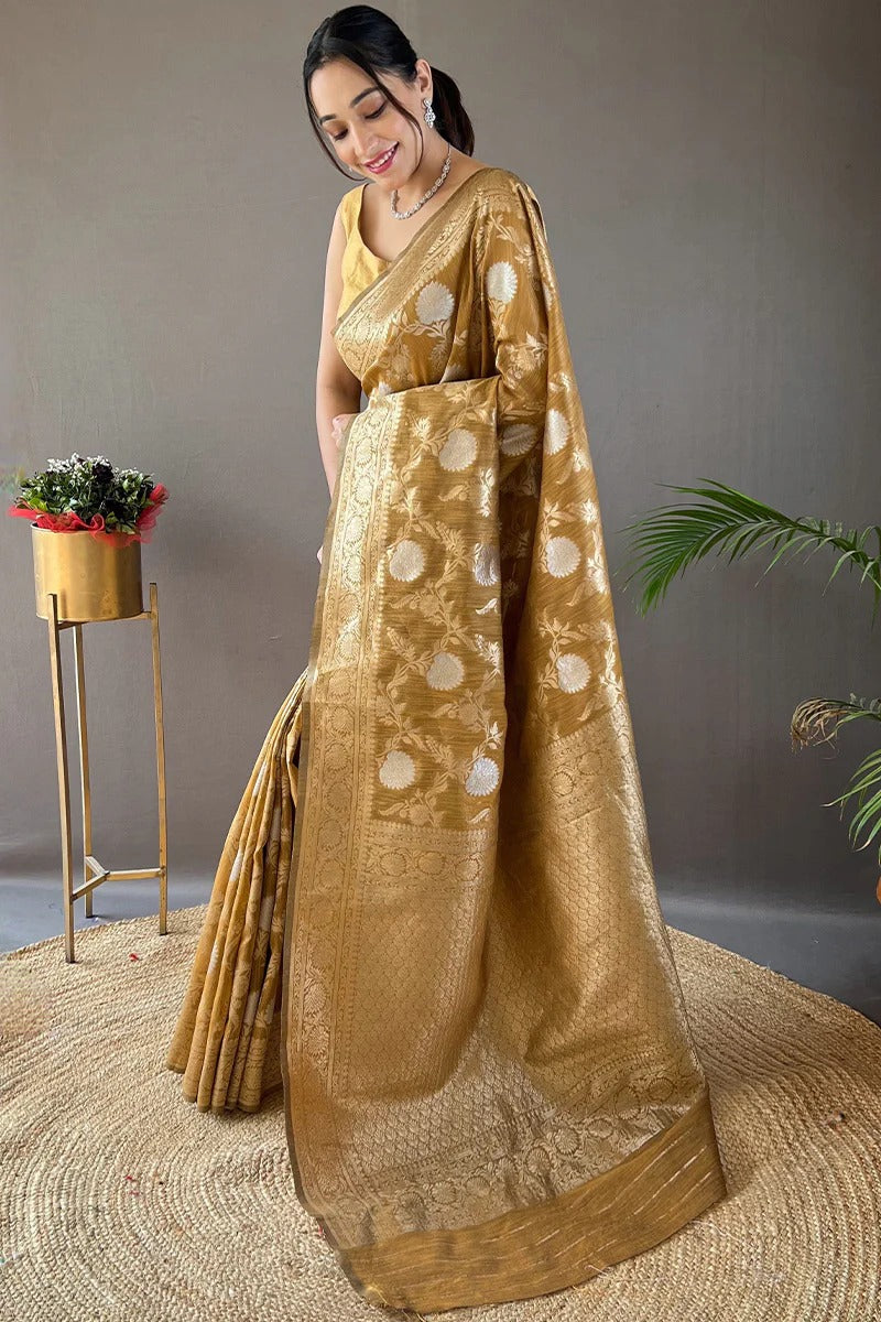 Royal Grandeur Banarasi Soft Silk Saree Gold Zari Brocade